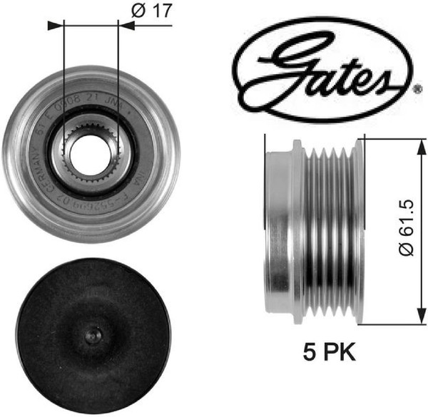 Gates OAP7033 Generatorfreilauf Freilauf Generator FüR Audi FüR Skoda FüR VW-image