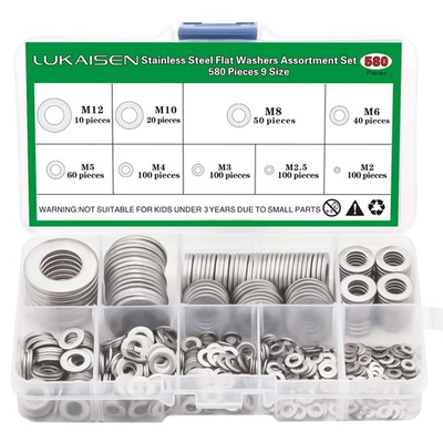 #ad 304 Stainless Steel Flat Washers Set 580PCS Washers Wahsers $11.78