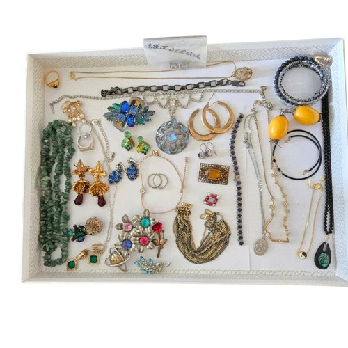 Vtg Jewelry Lot Art Deco MCM Sterling Bakelite Amethyst Czech Glass Gold-filled