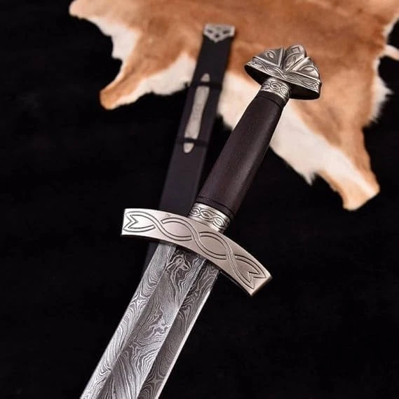 Espada vikinga de acero Damasco hecha a mano de 30" mejor regalo para Halloween  Foto 2 de 4