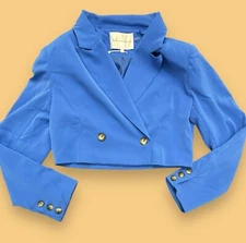 New Endless Rose Cropped Ultralight Blazer Blue Size Large Turning Pages