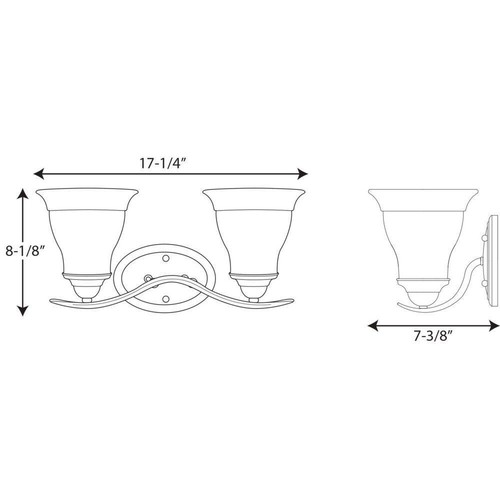 Progress Lighting Trinity Collection 2-Light Brushed Nickel Bath Vanity Light - Picture 14 of 15