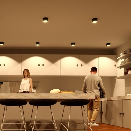 LED Aufbaustrahler Aufbauleuchte flach CELI-X rund schwarz LED GX53 warmweiß 3W - Afbeelding 2 van 8