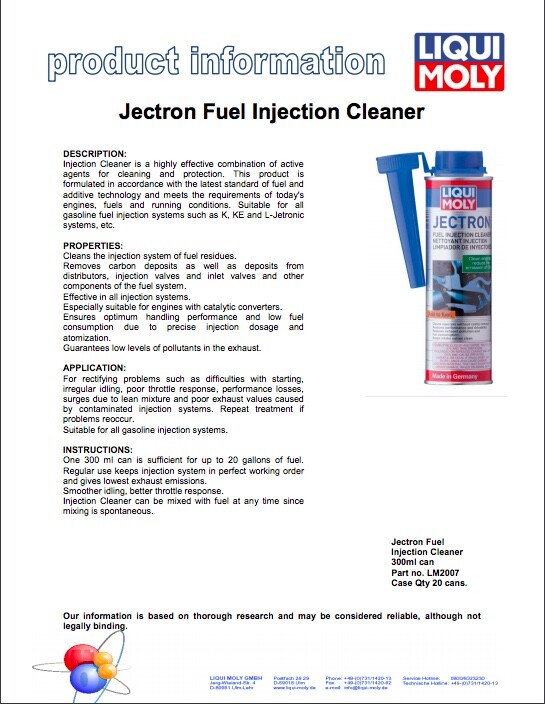 Jectron 12 Jectron Fuel Injection Cleaner LIQUI MOLY 300ml/10.1 Fl. Oz. | eBay