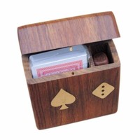 Karten-WüRfel-Box Ca. 11 X 10 X 3,5 Cm Mango-Holz