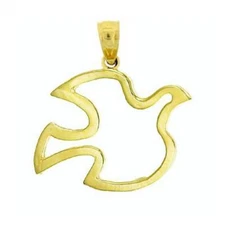 14K YELLOW GOLD DOVE, HOLY SPIRIT DOVE Pendant / Charm, Made in USA