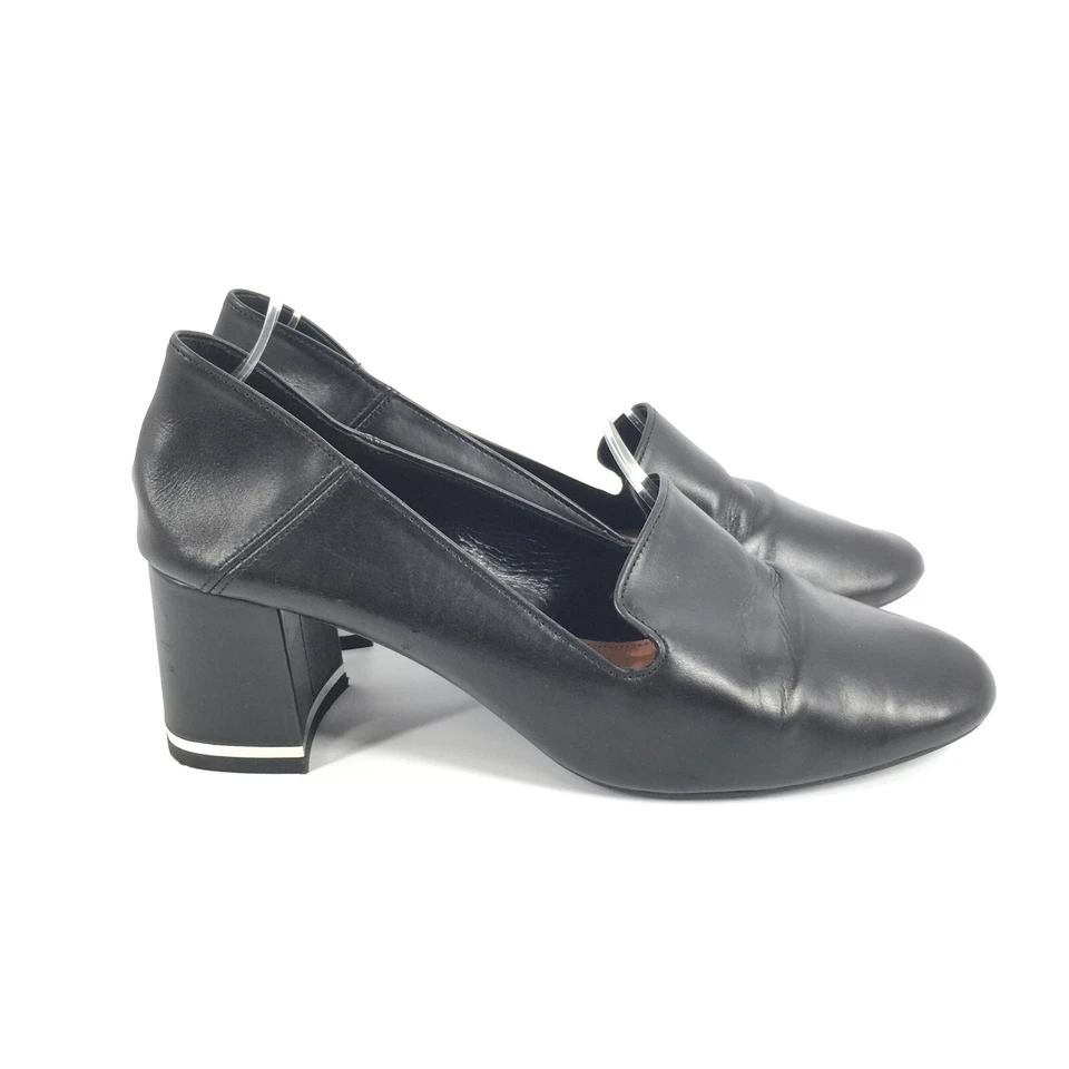 Massimo Dutti Foldable Leather Loafers Size 39 / 9 Black Pumps Convertible Mules