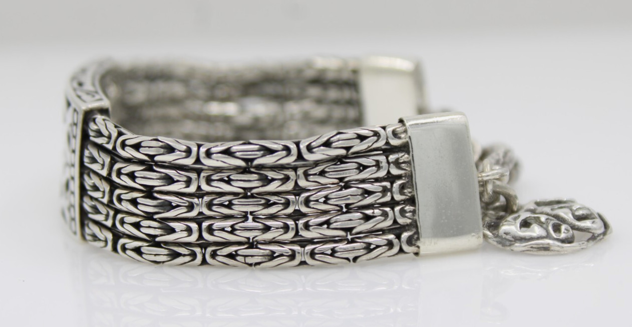 Sterling Silver Five Row Byzantine Toggle Bracele… - image 4