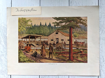 VTG ''Indian'' Allan's Mill Print 1789 On The Genesee River
