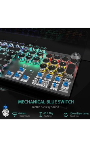 F2088 Typewriter Style Mechanical Gaming Keyboard Blue Black-blue switches - Picture 5 of 8