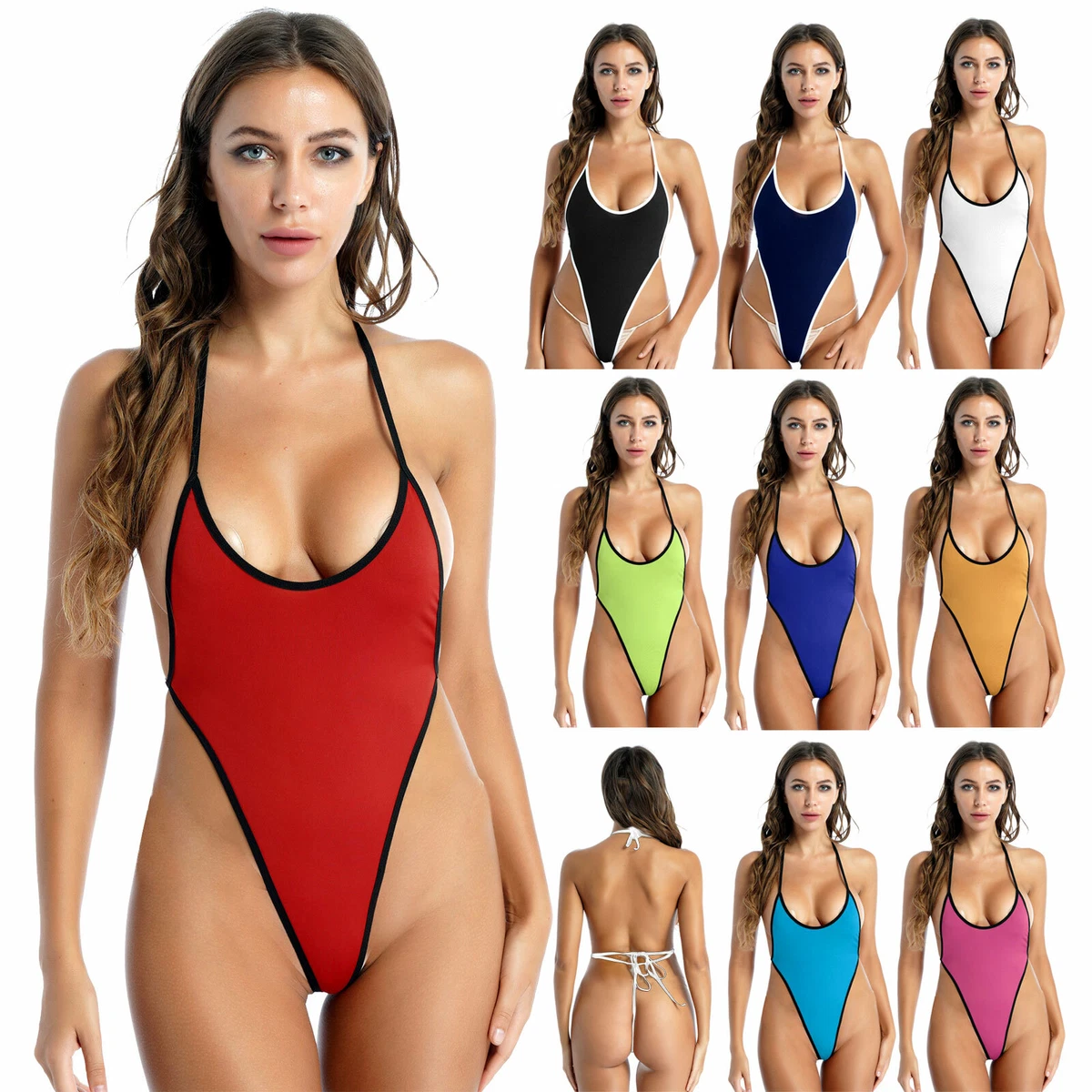 Woman One Piece Body String Sexy Licou Back Bikini Lace Up Swimsuit