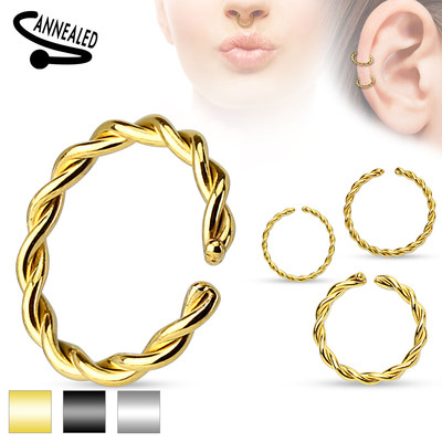 Fake Piercing 316L Edelstahl Titanium eloxiert Ohr Helix Septum Ring 3 Farben