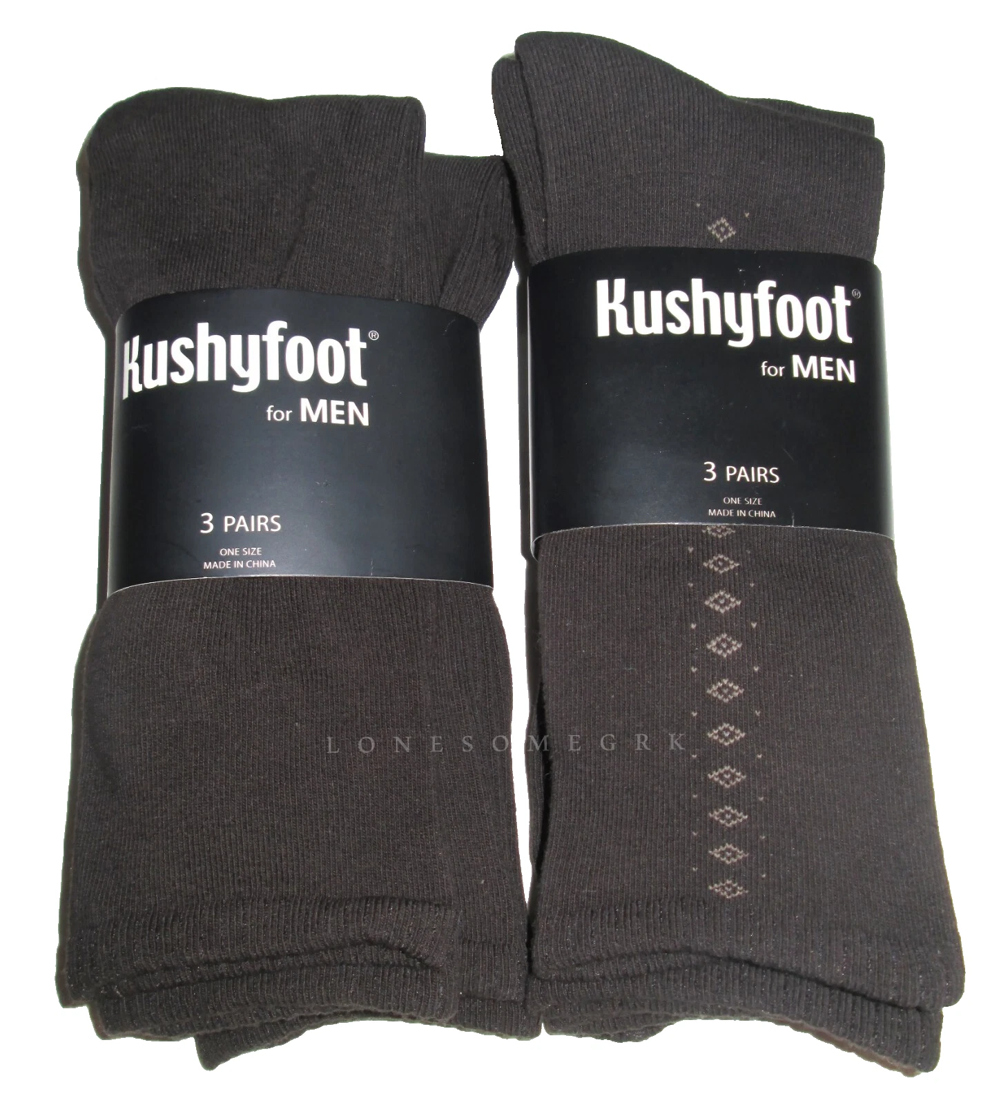 9 Pairs Mens Kushyfoot Soft Cotton Poly Blend Dress Casual Dark Brown Crew Socks