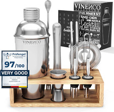 Shaker Cocktail Set Manhattan Professionale Con Soporte + Ricettario | Kit Barma