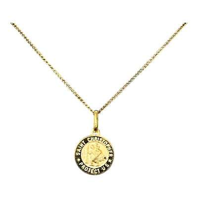 18k Gold 18ct Gold St Christopher Necklace 18ct 18k Yellow Gold St