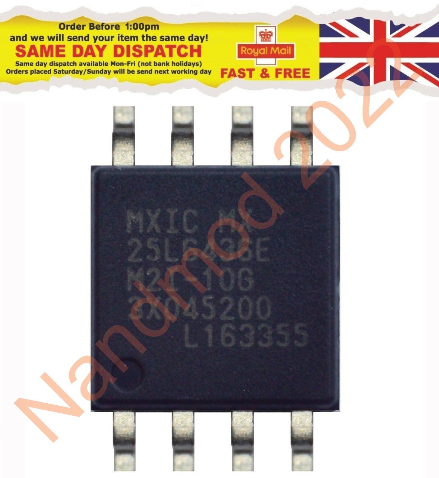 MX25L6436E M21-10G, 64 Megabit Serial NOR Flash Memory Chip, SOIC8 