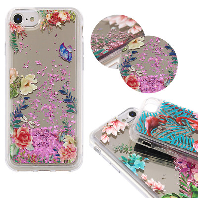 ^ FUN CASE 3D Mirror Spiegel Glitzer Schale Case Blumen 1 Apple iPhone 7 Plus