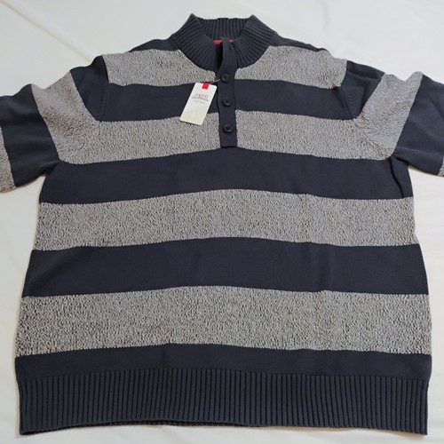 New IZOD Sweater Saltwater Henley XXL Rugby Striped Long Sleeved Pullover NWT - Picture 2 of 9