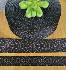 7/8  1.5" 1 YD Spidereeb Grosgrain Ribbon Spiders Spooky Spider Webs