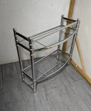 Retro Chrome Metal 2-Tier Glass Shelf - Bathroom - Modern F72