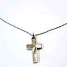 925 Sterling Silver MOP Inlay Cross Necklace Mother of Pearl