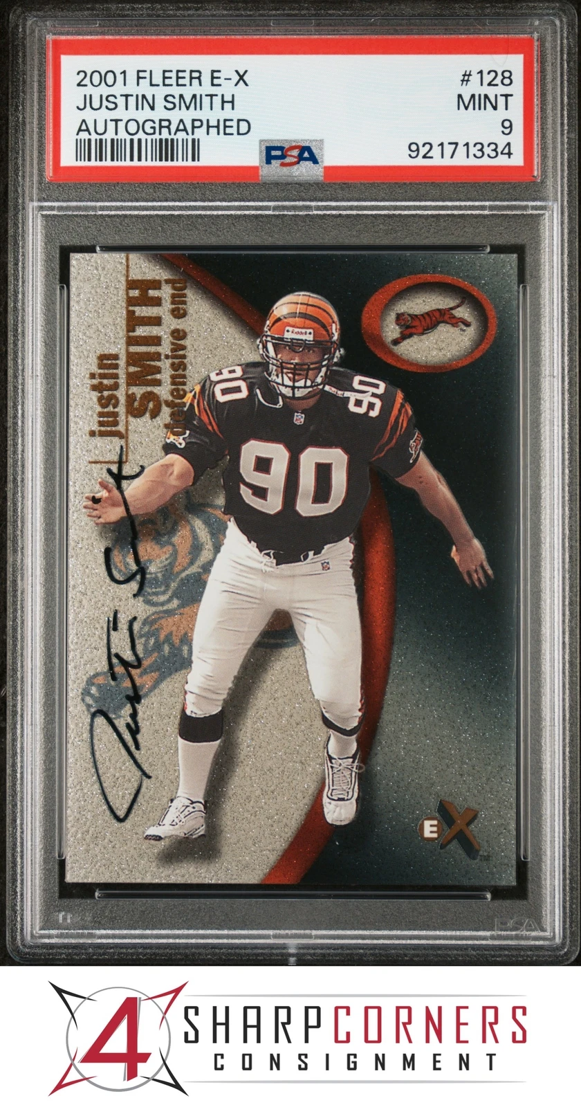 Justin Smith Fleer E-X #128 Autographed