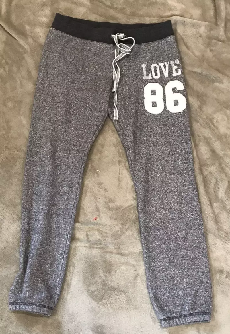 Victoria Secret PINK LOVE 86 Pants Jogger Sweatpants Size Small Gray  drawstring