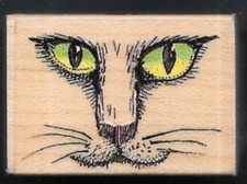 CAT FACE WHISKER EYES Fur Friend Home Pet ALL NIGHT MEDIA 227D wood RUBBER STAMP