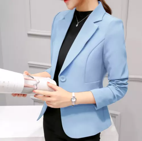 Damen Slim Fit Langarm Arbeitsjacke Formeller Blazer Anzug Mantel Business Oberbekleidung - Bild 7 von 18