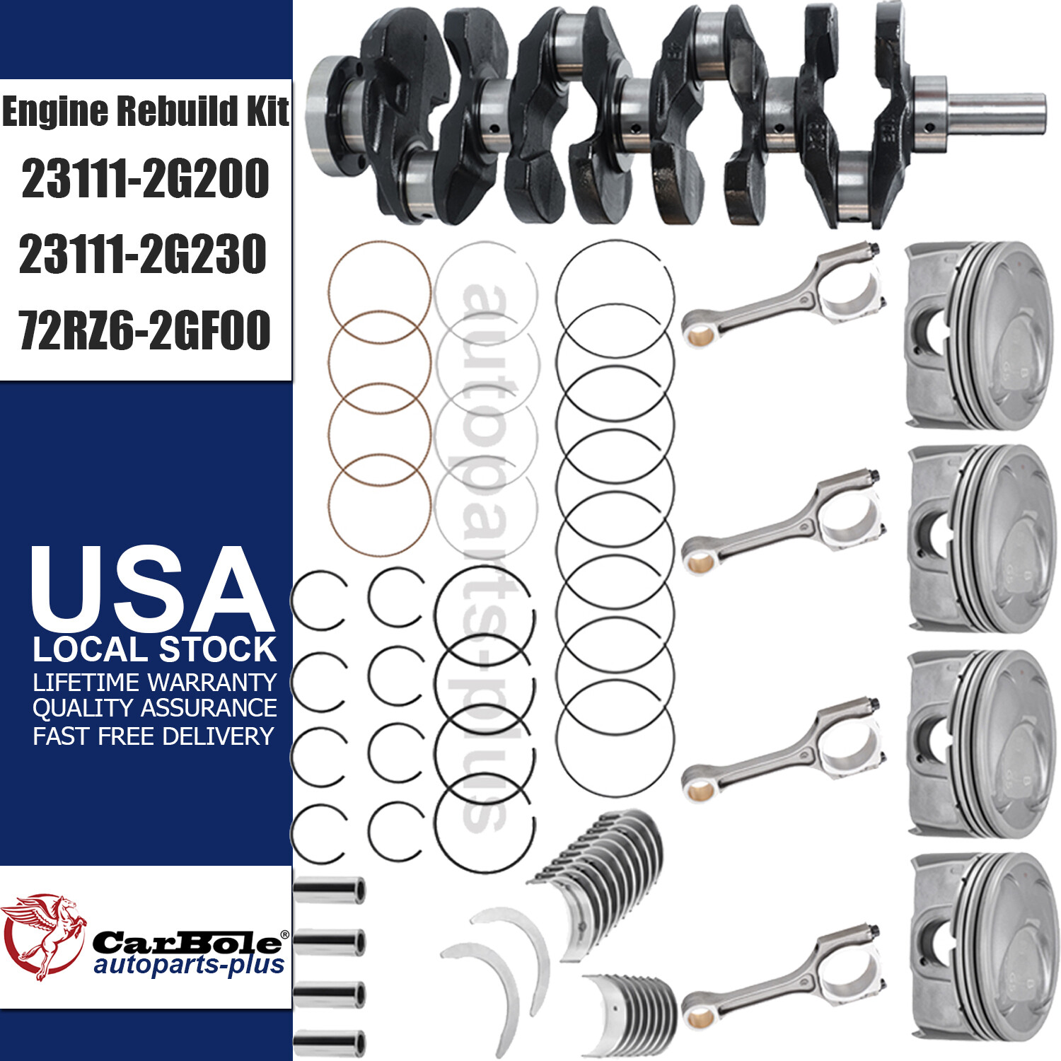 Crankshaft & Bearing & Piston & Con Rod Kit For Hyundai Sonata / Kia Optima 2.4L