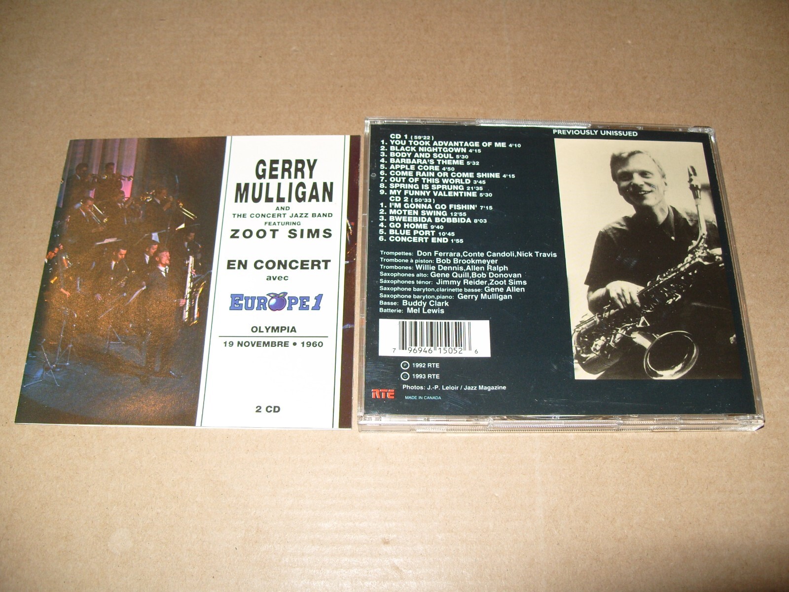 Gerry Mulligan - In Concert With Europe 1 (19/11/60, 1993)  2 CD + INLAYS EX/NM