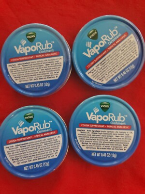 4 PACK VICKS VAPORUB COUGH SUPPRESSANT  ANALGESIC OINTMENT , 0.45 OZ EACH