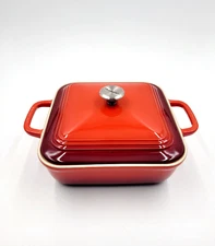 Le Creuset Square Covered Baker Baking Dish w/Lid Cerise Red NEW