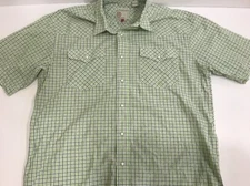 Roper  Pearl SnapButton Down Short Sleeve Green Checked shirt mens large