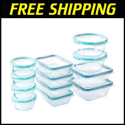 Space-Saving 24-Piece Glass Storage Containers for Efficient Meal Organization