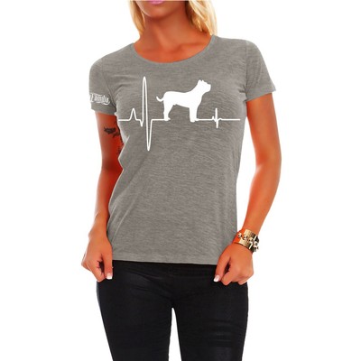 Frauen T-Shirt Dogo Canario Herzschlag Presa kanarische Dogge Welpe Geschenk