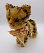 Vintage Steiff Kitty Cat 6 1/2" Metal Button Glass Eyes 1950 1960