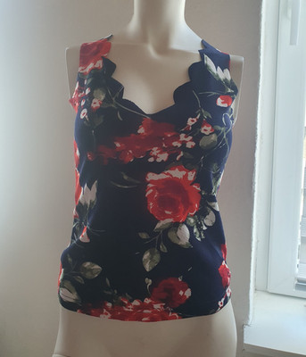shein Damen Top ärmellos Basic Blumenmuster mehrfarbig Gr. 2XS