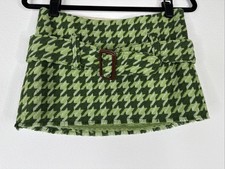 Vintage Retro Abercrombie Fitch Wool Silk Mini Skirt Size 00 Belted Green Y2K