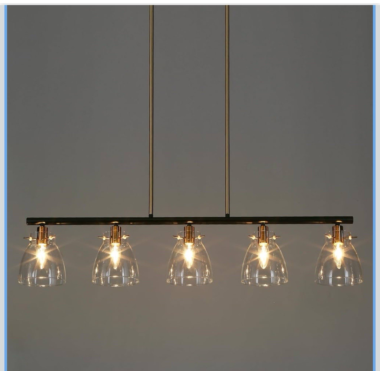 GEPOW 38” KITCHEN ISLAND LIGHTING LIGHTING, BLACK AND GOLD LINEAR CHANDELIER