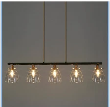 GEPOW 38” KITCHEN ISLAND LIGHTING LIGHTING, BLACK AND GOLD LINEAR CHANDELIER