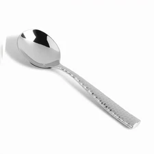 Set of 12 Bouillon Spoons | 18/10 Stainless Steel | Modern Lucca Faceted Design