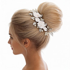 Flower Bride Wedding Hair Piece Vine Flower Leaf Pearl Bridal Hair Piece Wedding
