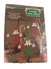 Candy Cane Elves Christmas Needlecraft Plastic Canvas Kit Makes 3 Gift Toppers