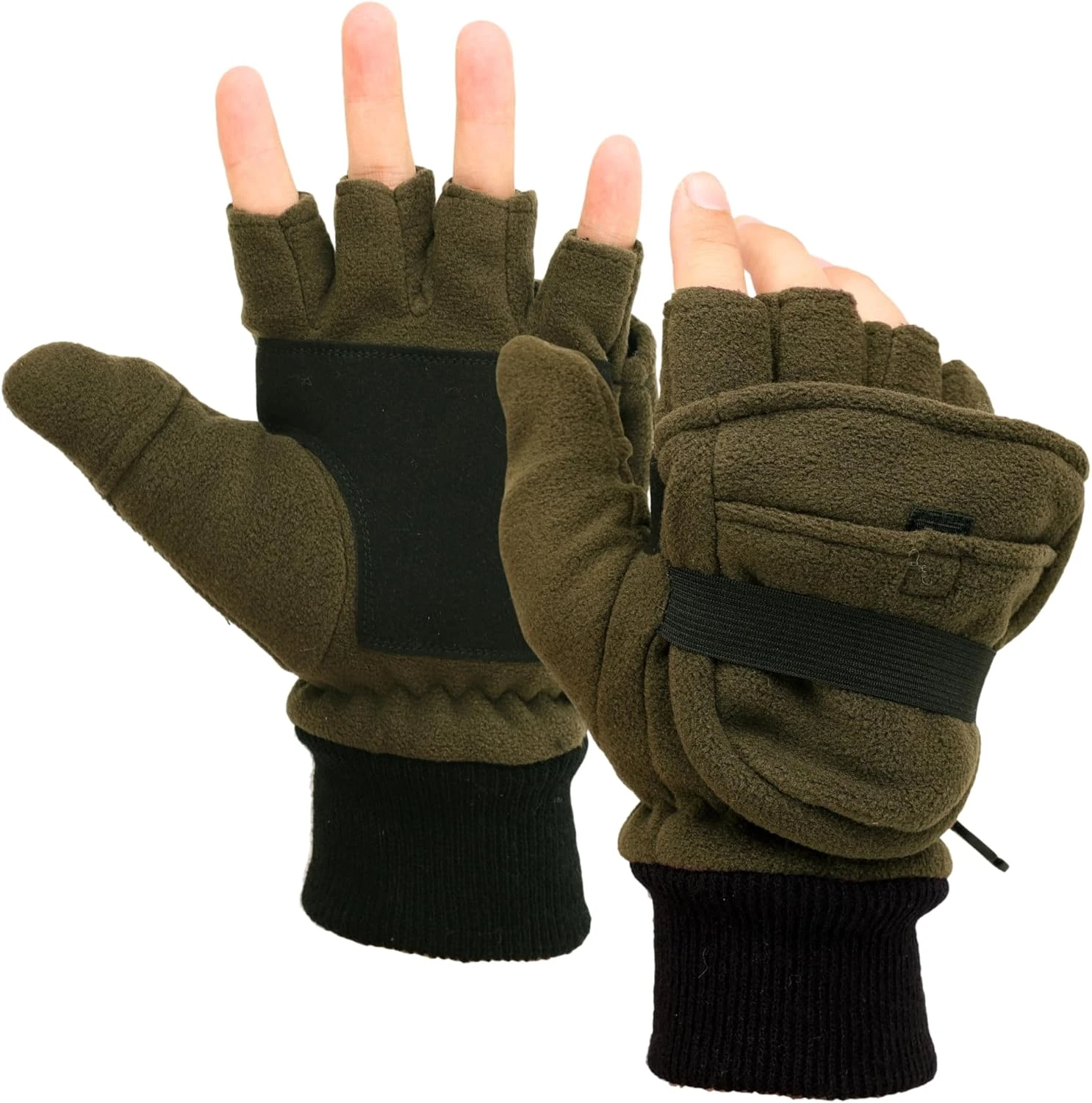 Flammi Men'S Convertible Gloves, 3M Thinsulate Thermal Polar Fleece Mittens with