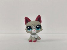 Littlest Pet Shop 25 Persian Wolf Gray White Pink Blue Dot Eyes
