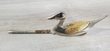 Vintage Shiny Silver and Brass/Gold Plated Letter Opener 9 1/2" X 2 1/2" w Duck