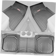 FlexTough Plus Rubber Car Floor Mats - All Weather Deep Dish Automotive Gray