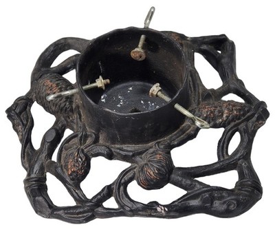 John Wright Cast Iron Christmas Tree Stand with Pinecones and Acorns HEAVY