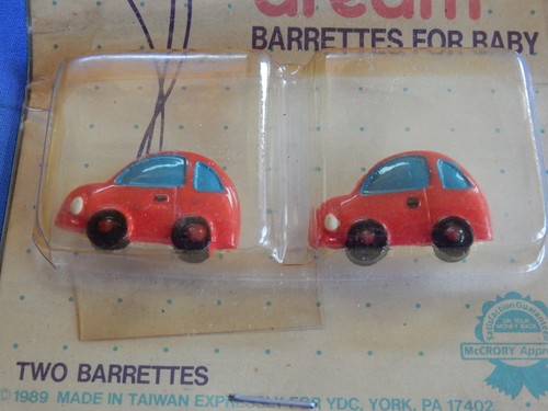 Vintage 2 Cards of Just A Dream Barrettes For Baby 4 Cars Red & Green - VW - Picture 2 of 5